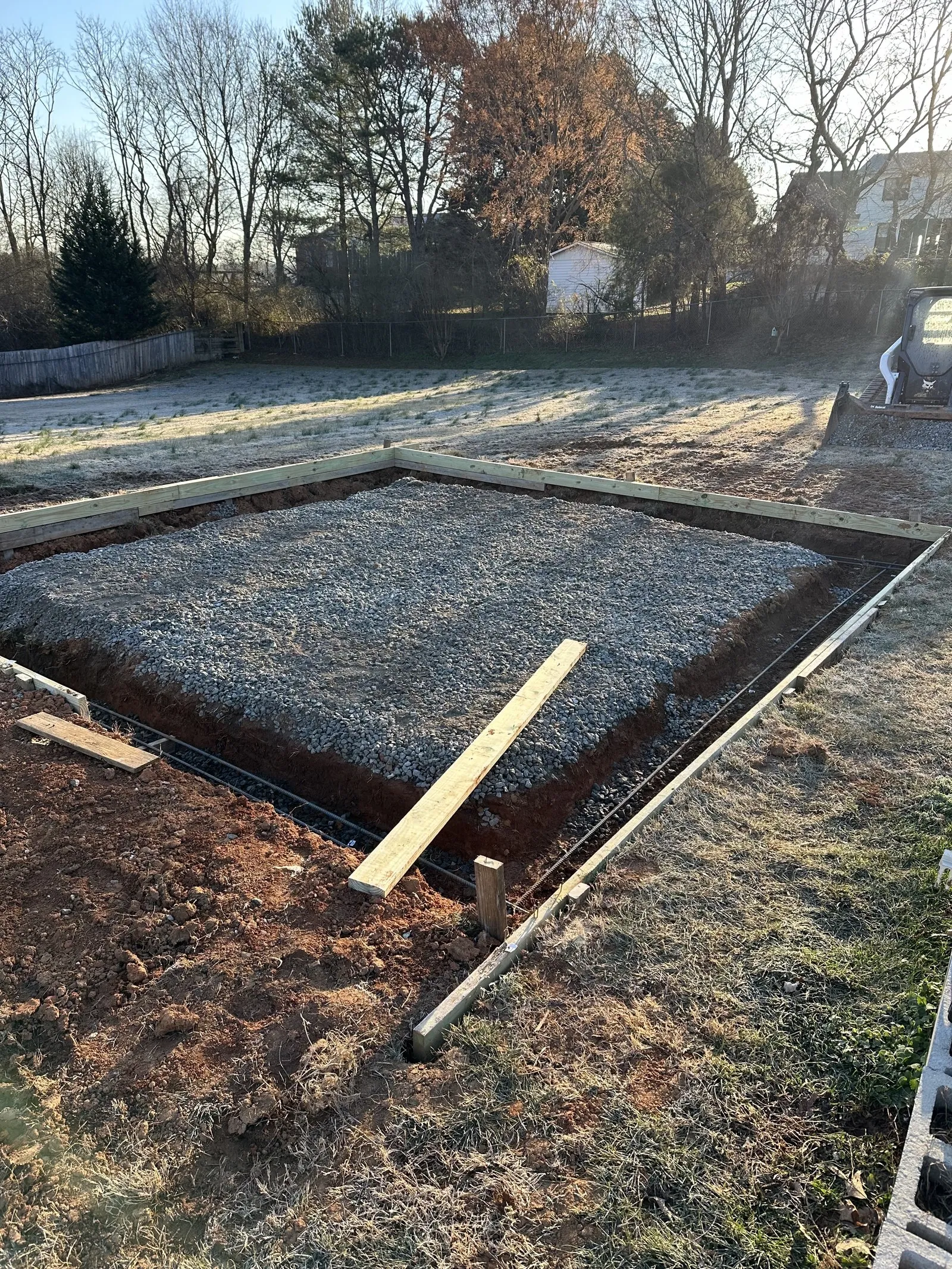 Graded building pad cut and compacted near Shelby, NC