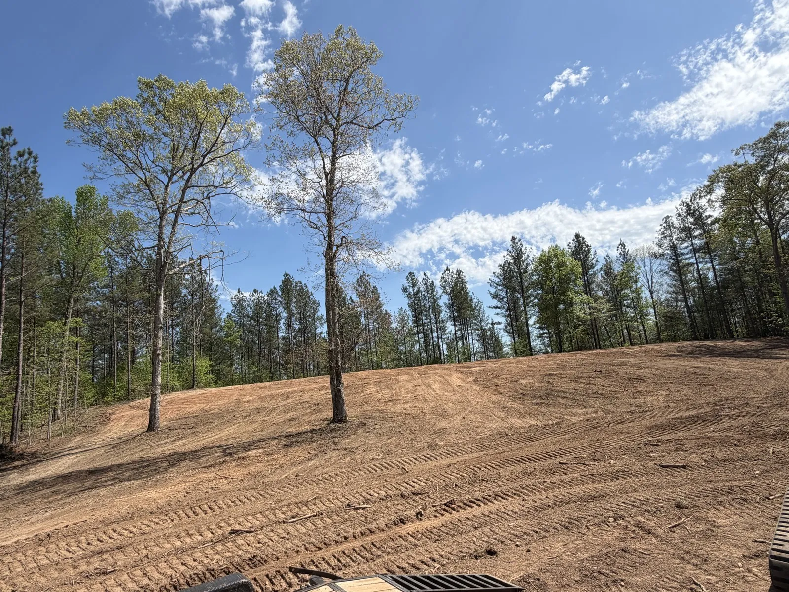 Homesite cleared and graded out of the trees