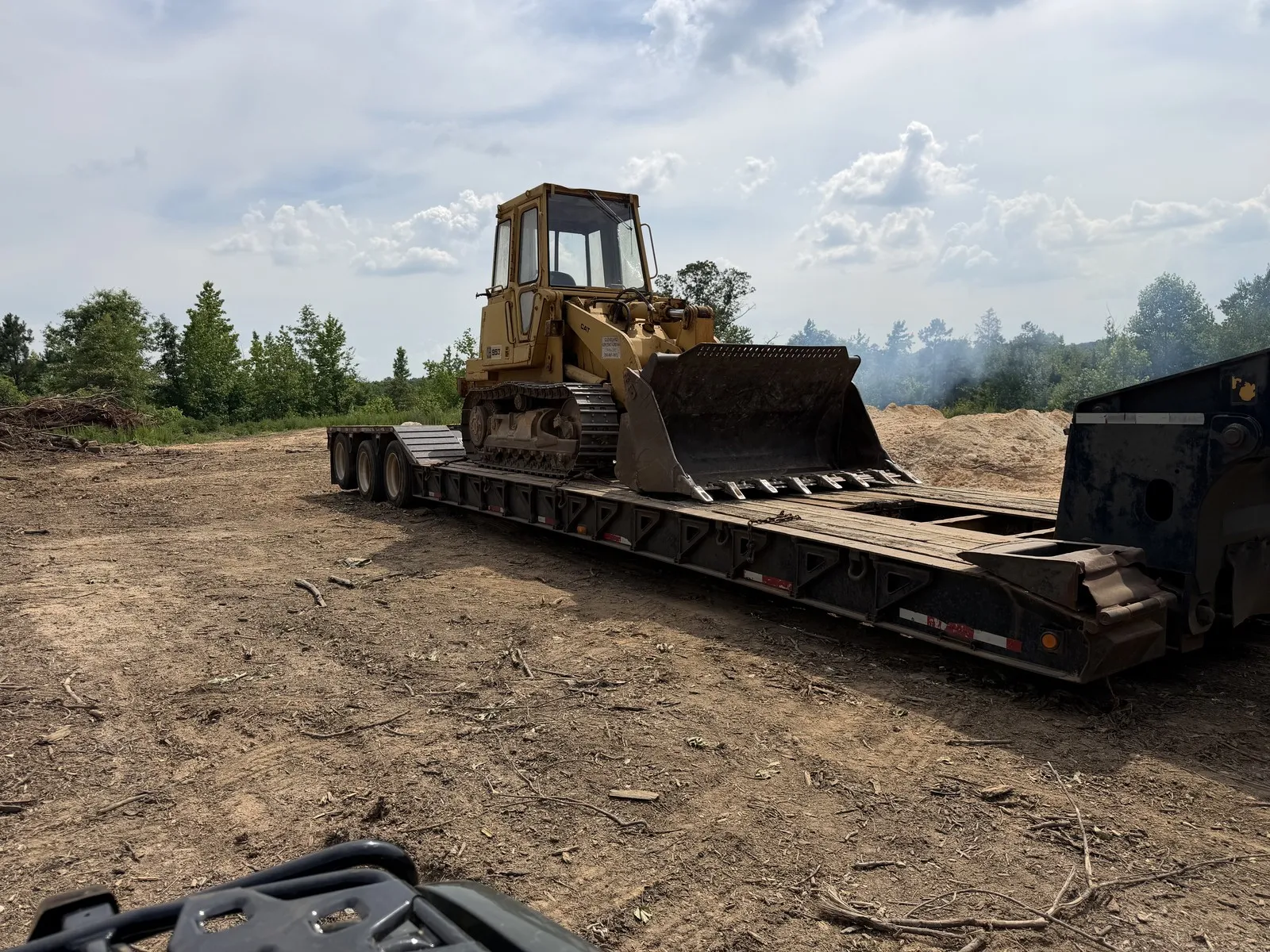 Dozer loaded on the lowboy trailer